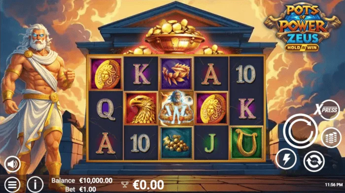 Pots of Power: Zeus - ekrani kryesor me rrotullat